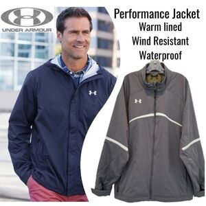 Under Armour Windbreaker Athletic Performance Jacket Gray White Mens Size XXL